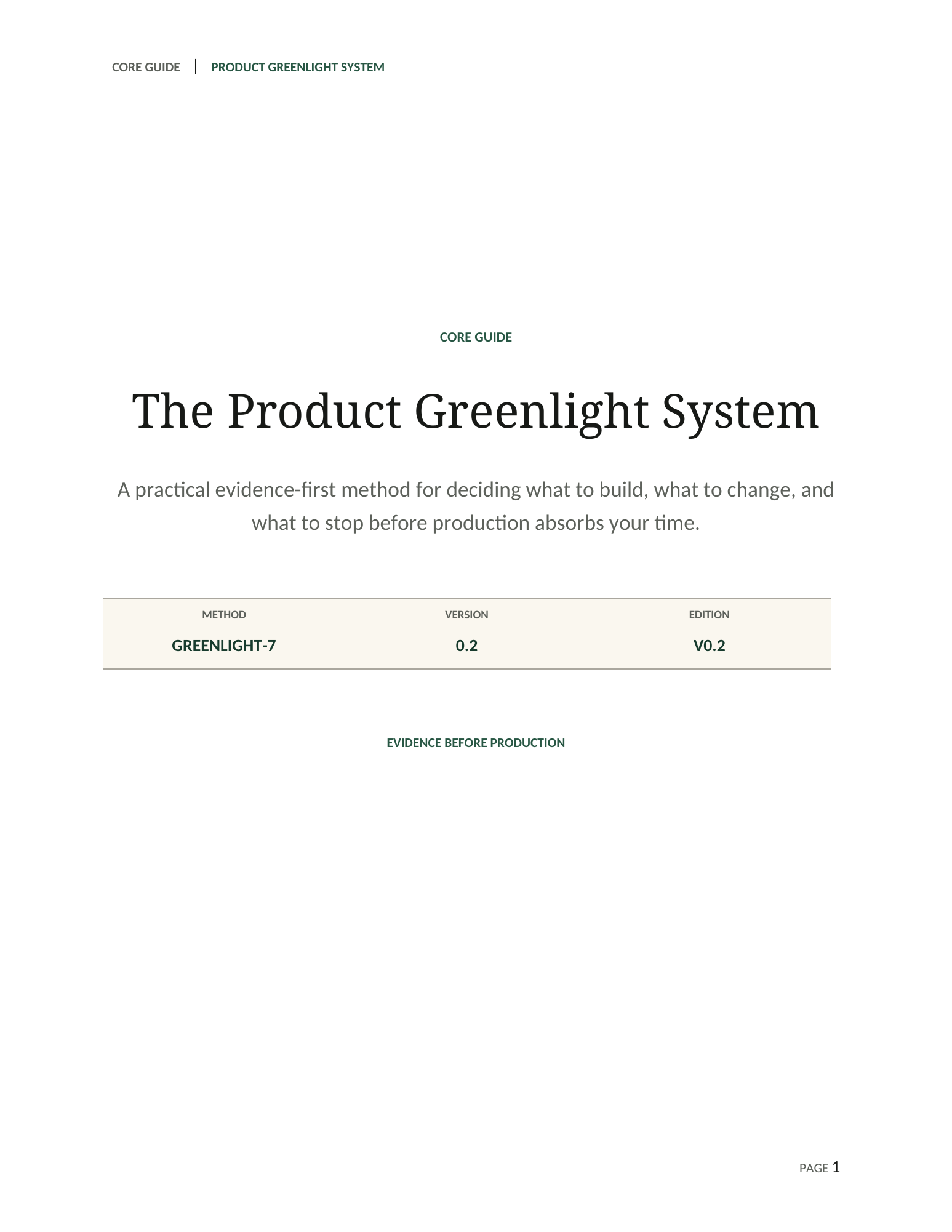 Product Greenlight Core Guide cover